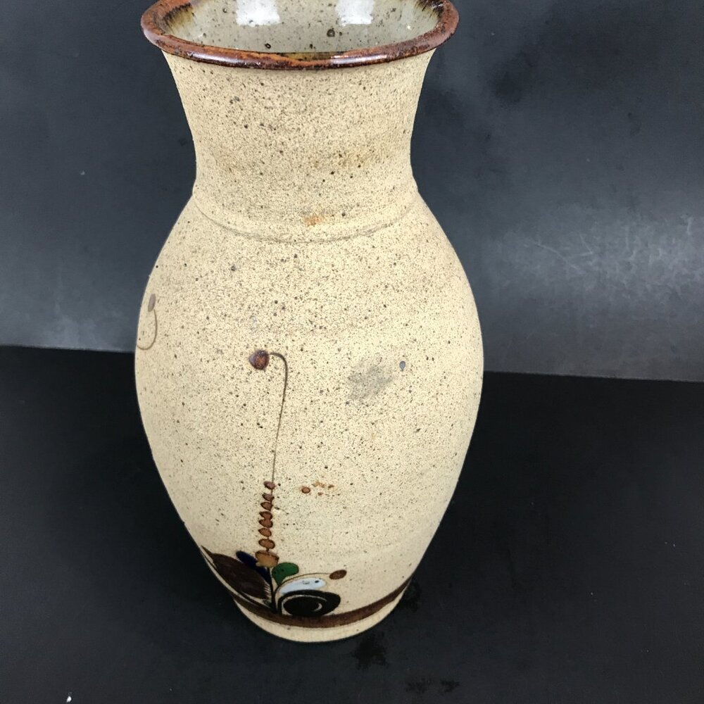 Mexican Art Pottery Vase, 10" x 5", Tonala Mexico - Picture 3 of 4